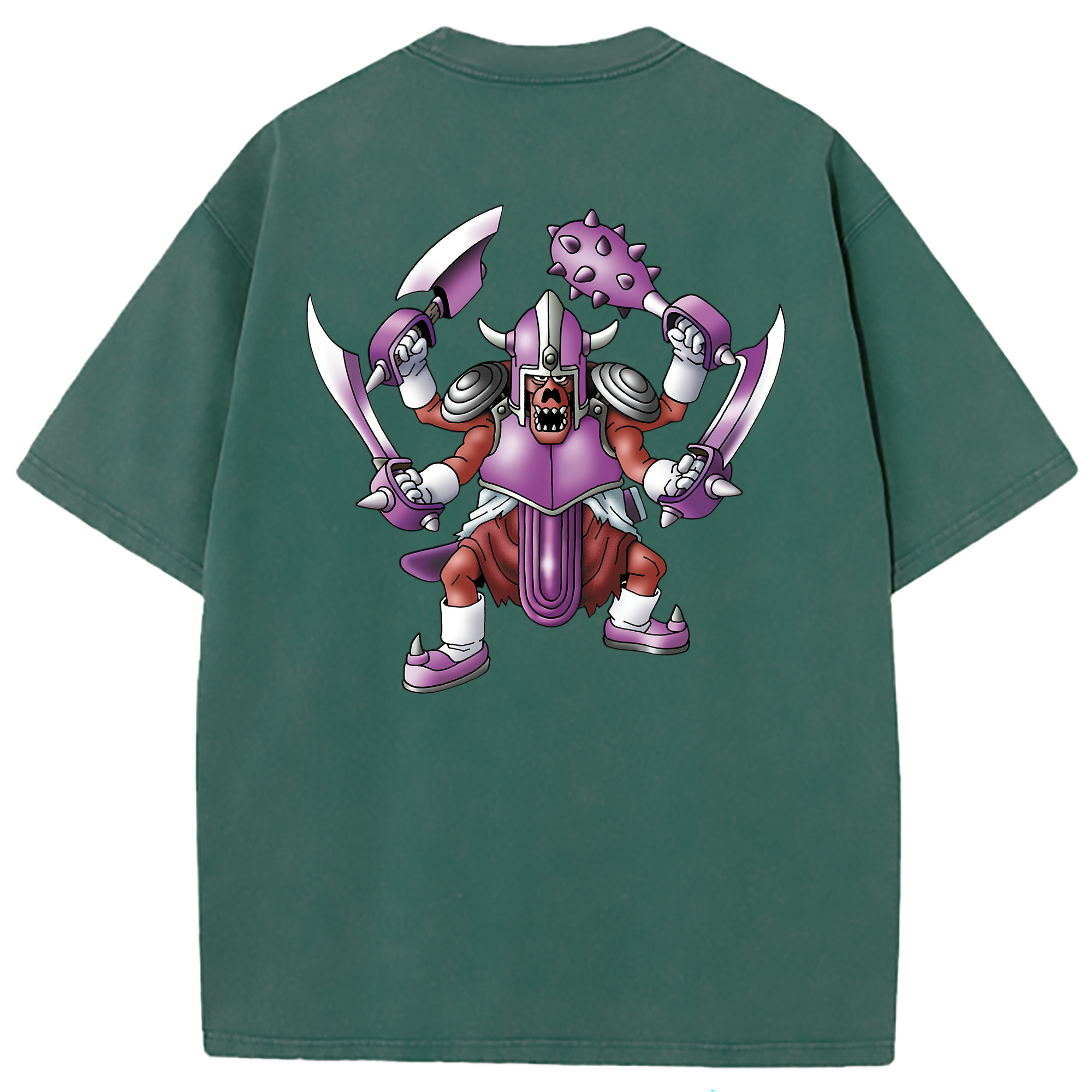 （画像用） ドラゴンクエスト Doragon Kuesuto Dragon Quest 綿100% ヴィンテージ風 半袖Tシャツ（背面プリント）